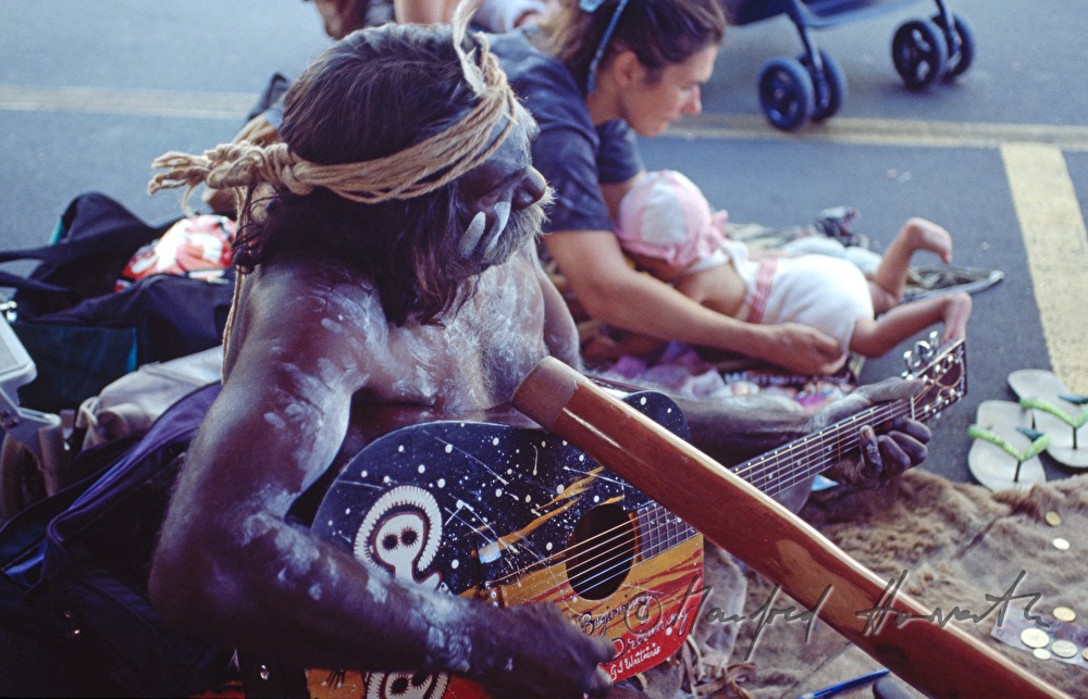 Aboriginal making street music