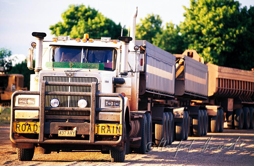 road train parking at a roadhouse