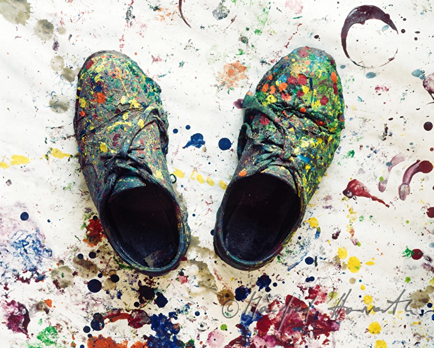 work boots of Hermann Nitsch in his studio