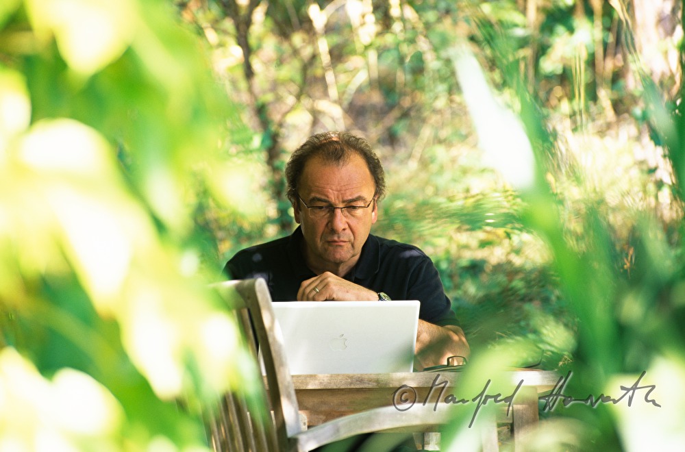 writer Robert Menasse in his summer house