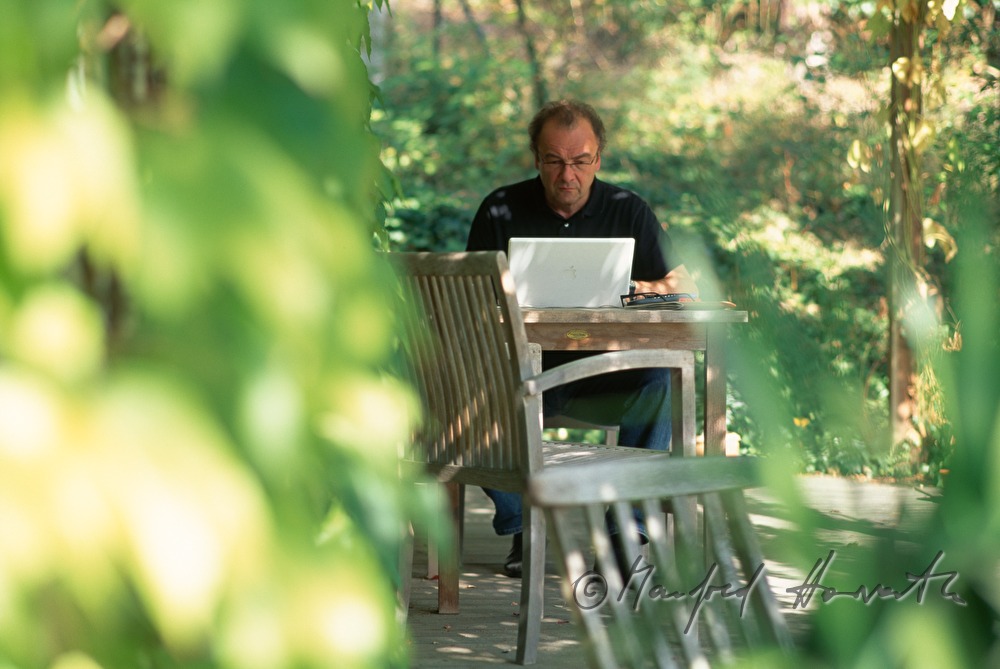 writer Robert Menasse in his summer house