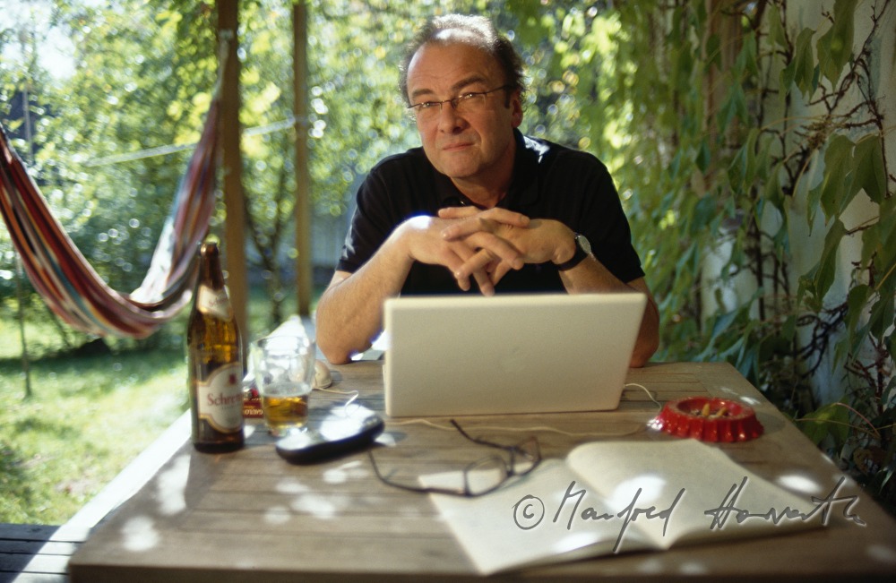 writer Robert Menasse in his summer house