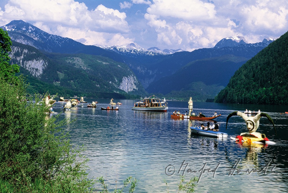 decorated boats at Narzissus Festival