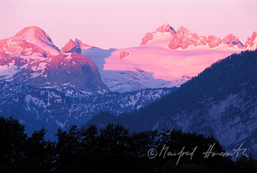 peak of Dachstein at sunrise