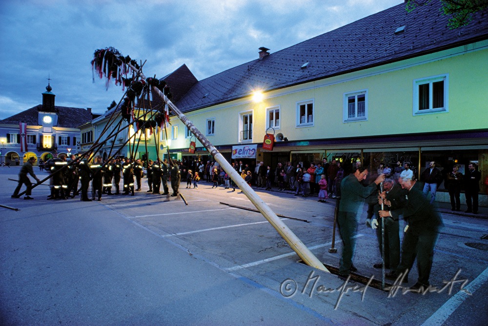 erecting the maypole on the main square