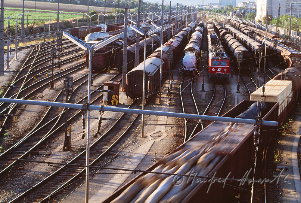 train wagons on the classification yard