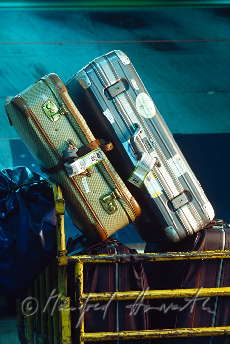Airport Vienna, suitcases in the luggage room