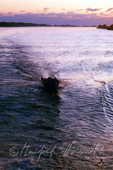 empty boat on a dragrope