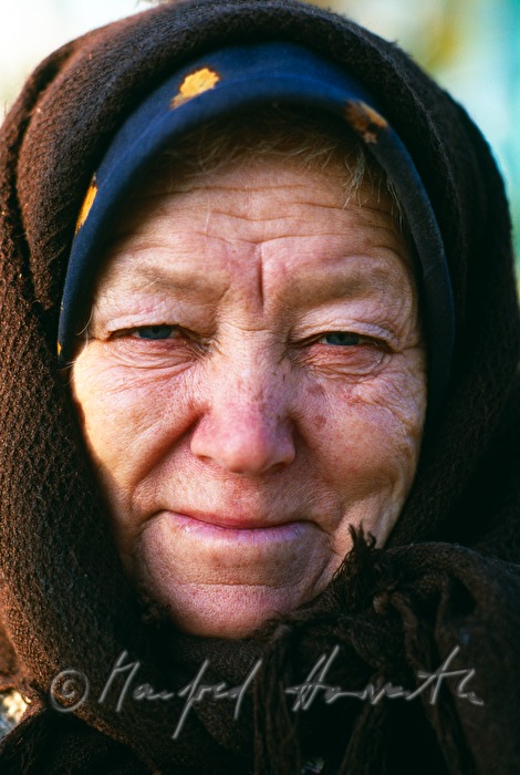 Lipovan woman with traditional headscarf