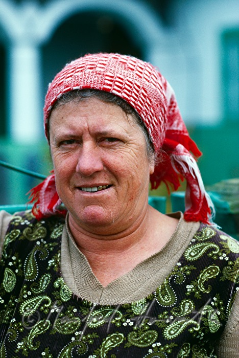 Lipovan woman with traditional headscarf