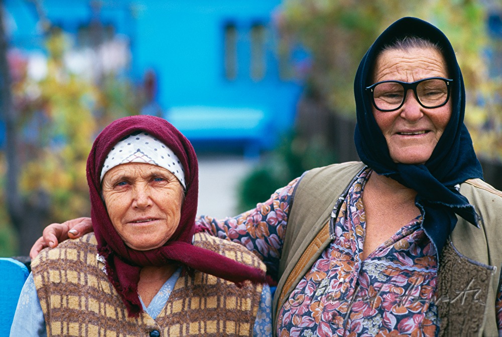 Lipovan women with traditional headscarfs