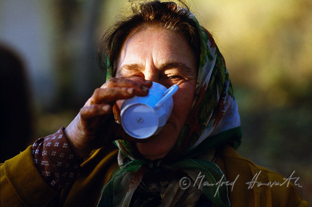woman drinks water