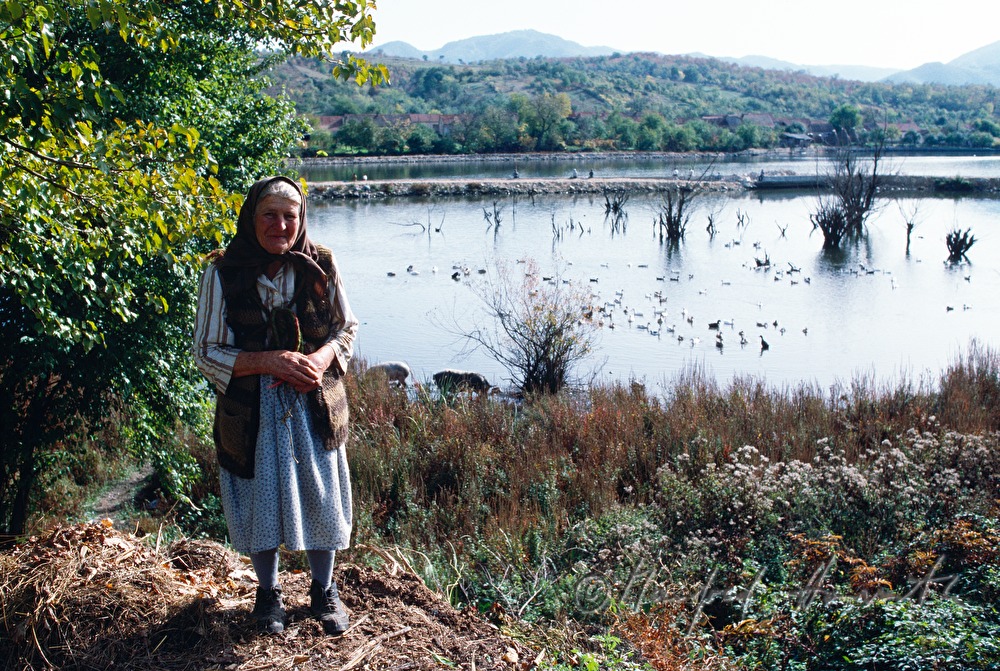 countrywoman on the shore of the Danube