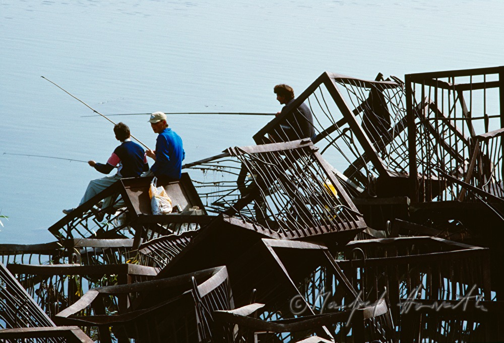 harbour with fishermen and fishing boat