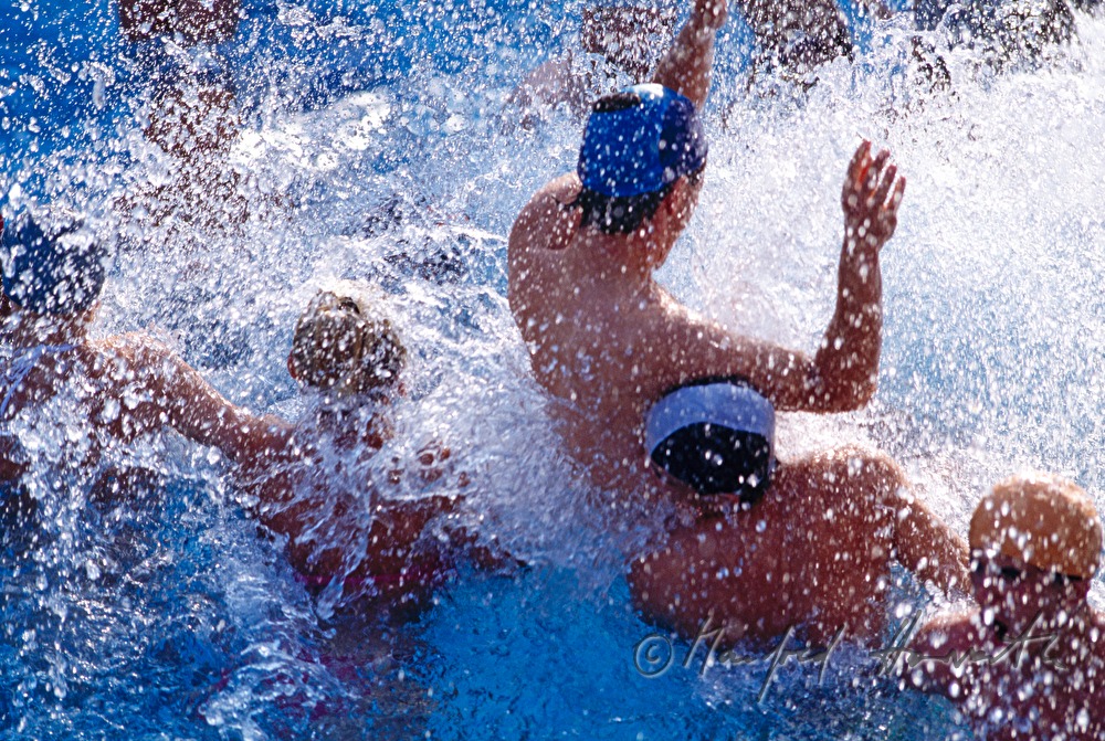 outdoor wave pool and swimmers