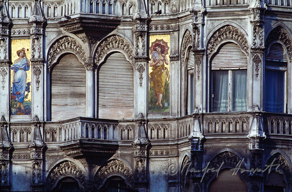 building with figurines made of leaf gold