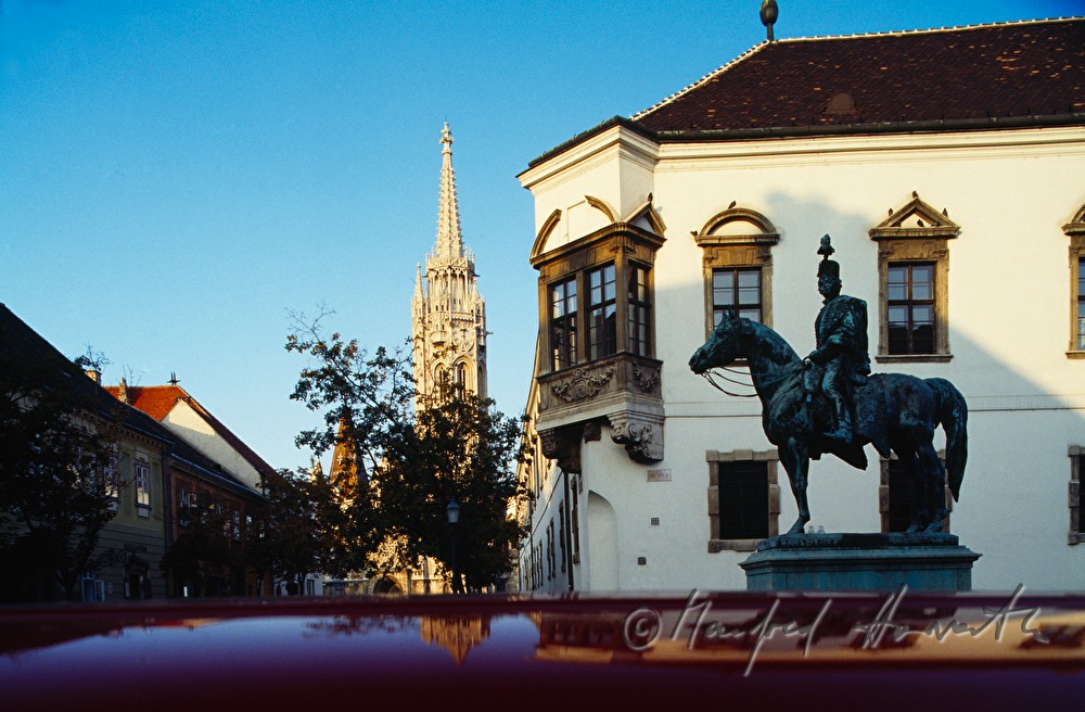 Old Townhall, Matthias Church, equestrian statue