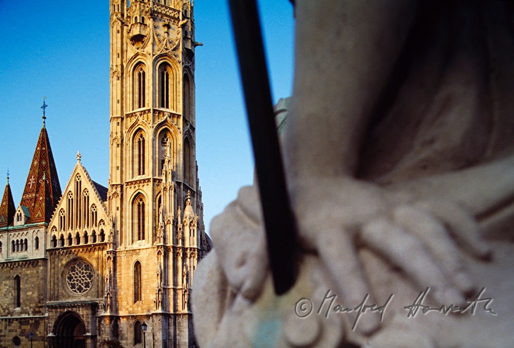 Matthias Church and detail of a monument