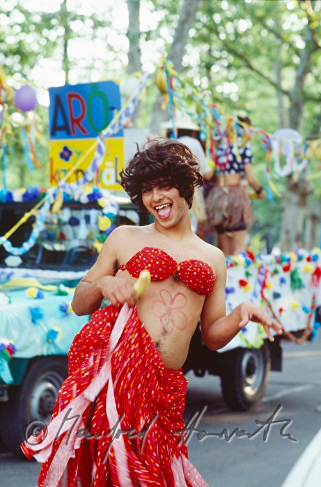 man dressed in drag at the carneval parade