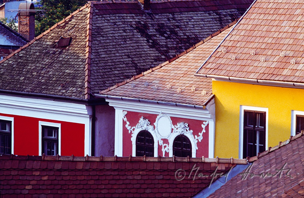 ensemnle of colorful houses in the old town