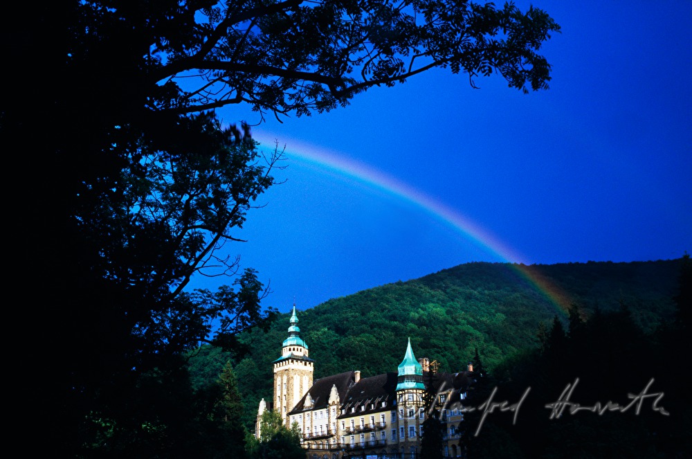 a rainbow after a summer thunderstorm