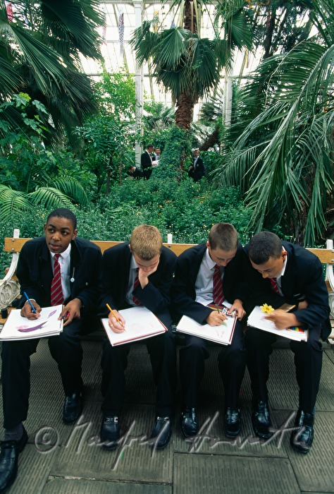 palmhouse, scholars in student's uniform