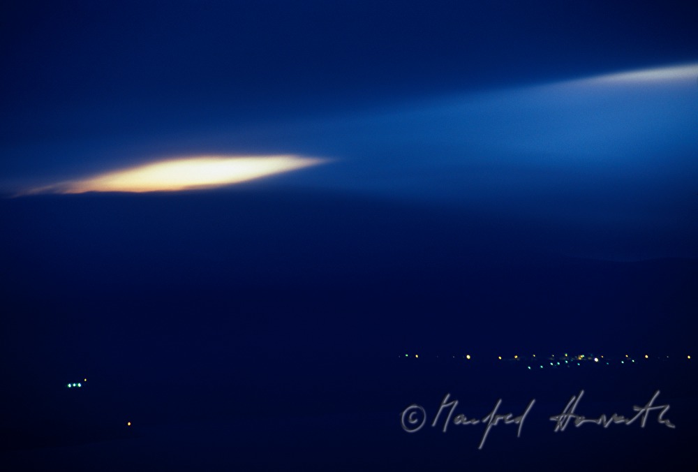 opening in the overcast skies shortly before sunrise