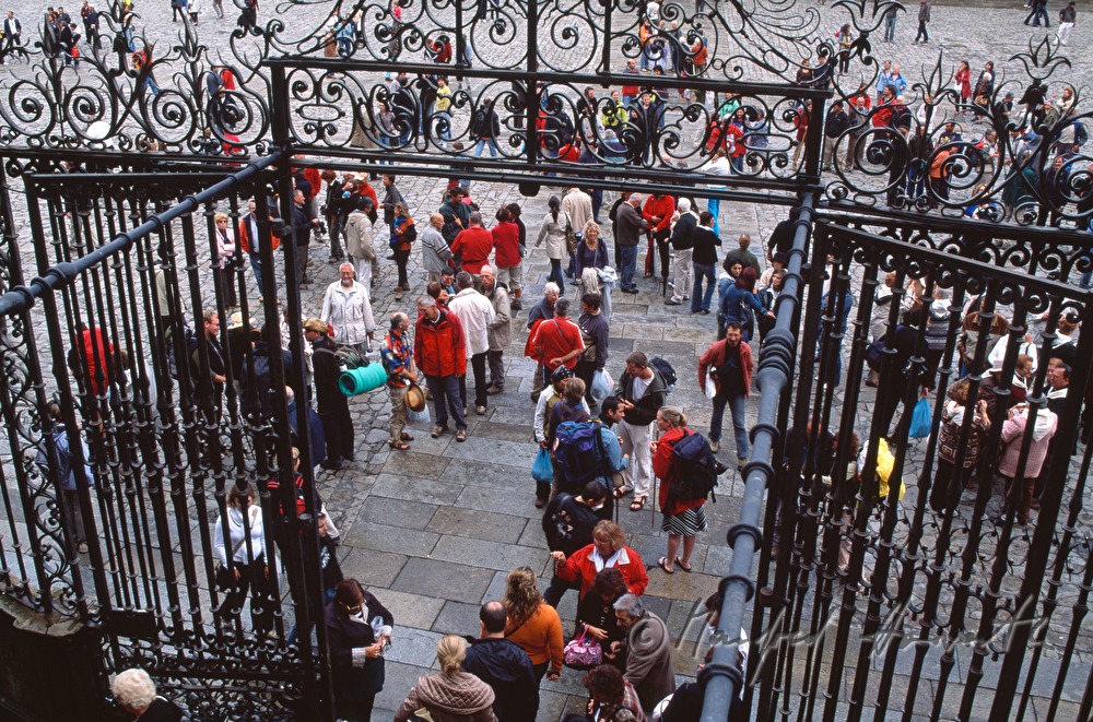 pilgrims on the square in front of the Cathedral