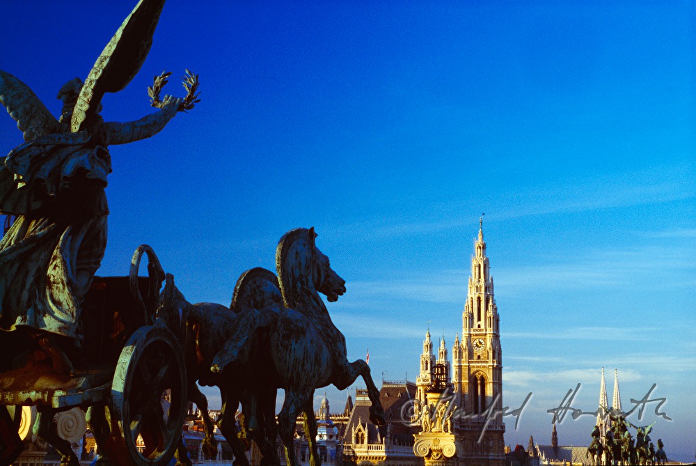 view from roof of Parliament to Town Hall
