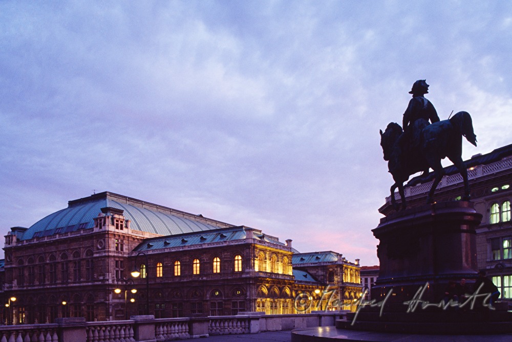 Opera house with evening illumination