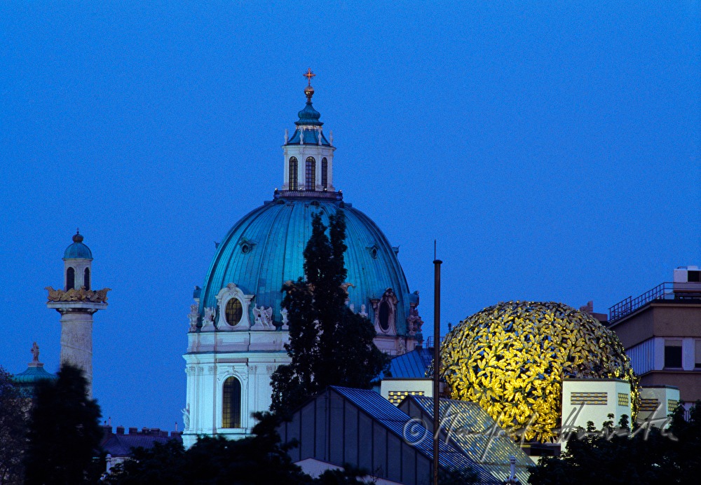 Karlskirche and roof of Secession