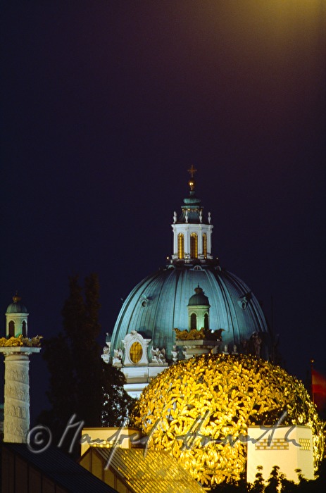 Karlskirche and roof of Secession