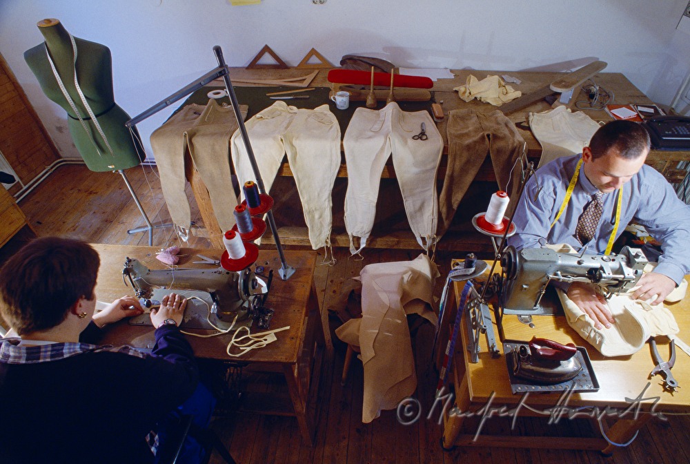 making of leather pants for the riders of the Spanish Riding School