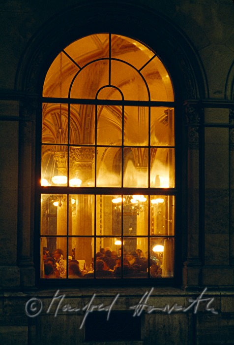 view from outside into Cafe Central
