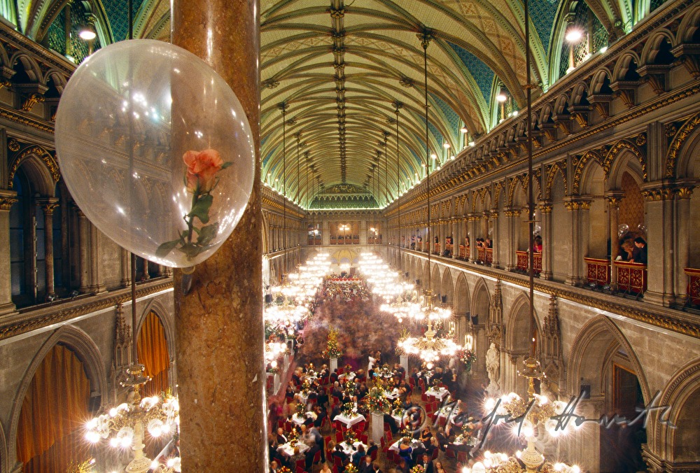 Town Hall Ball, view from the gallery to the dancers