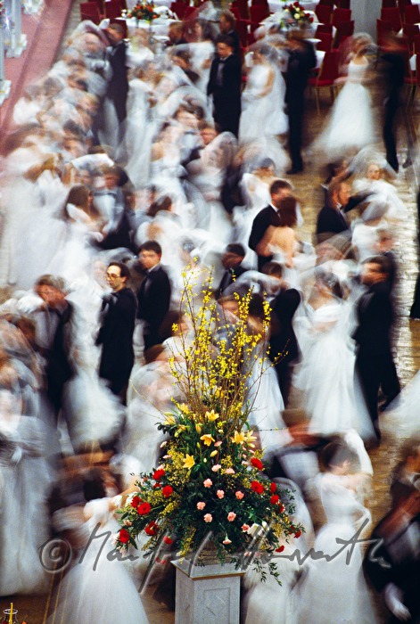 floral decoration and dancers