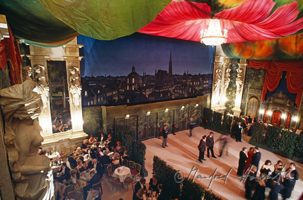 visitors of the opera ball in the restaurant
