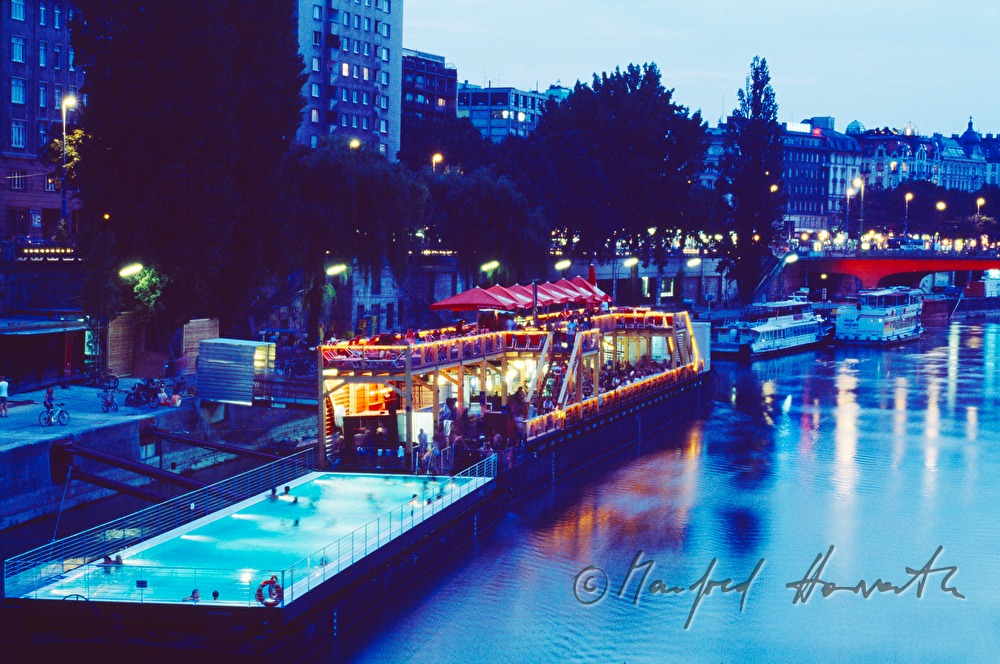 evening swim at the Badeschiff (bathing ship)
