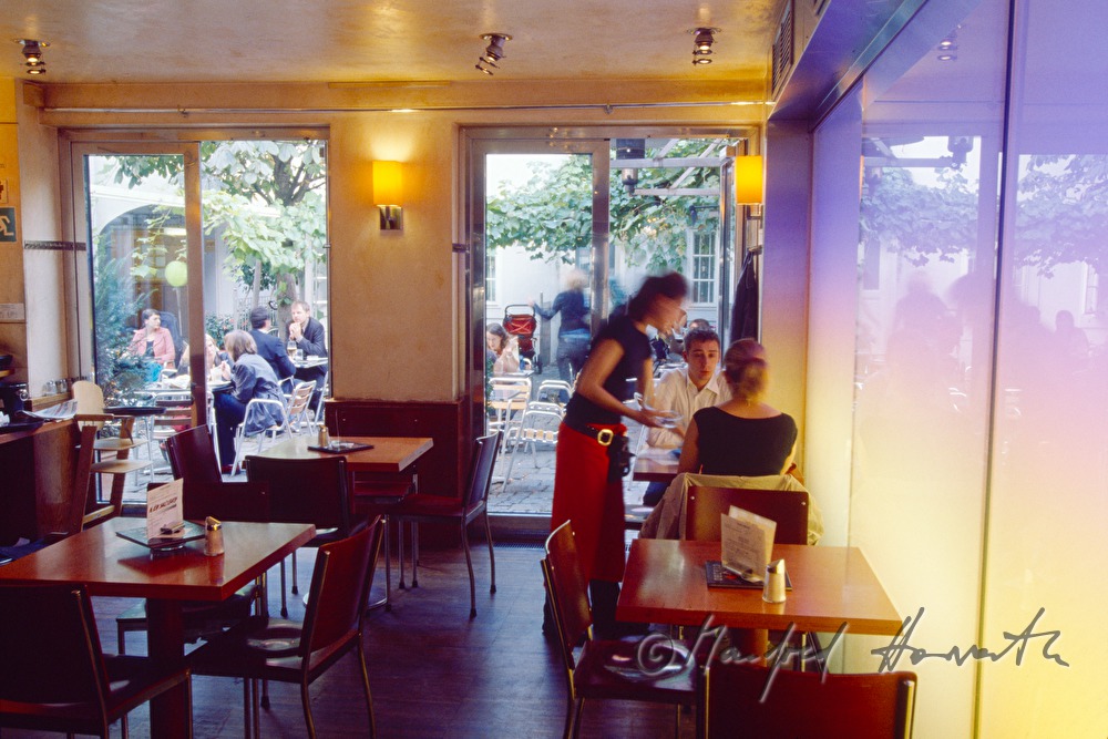 visitors and waitress in the pub 