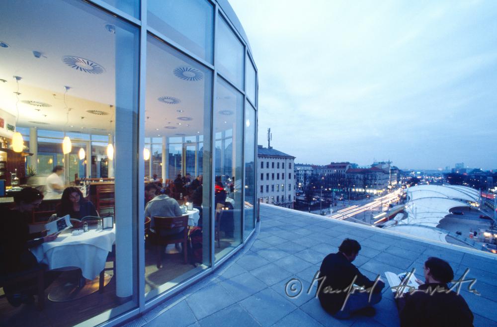 Cafe Canetti on the roof terrace of the library