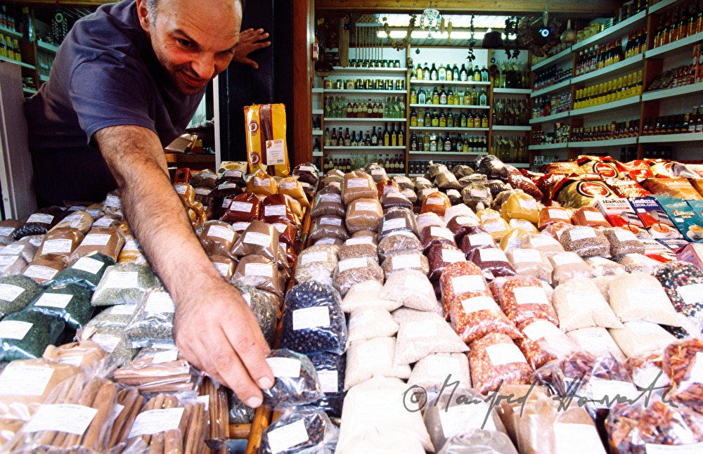 market stand for Greek delicacies