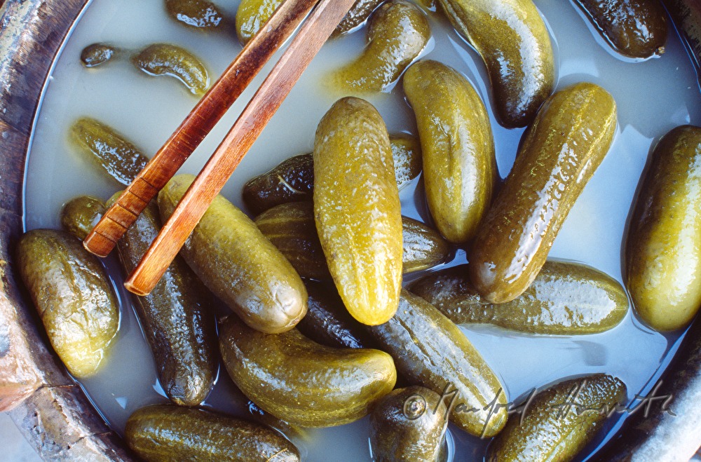 pickled cucumber in a cask