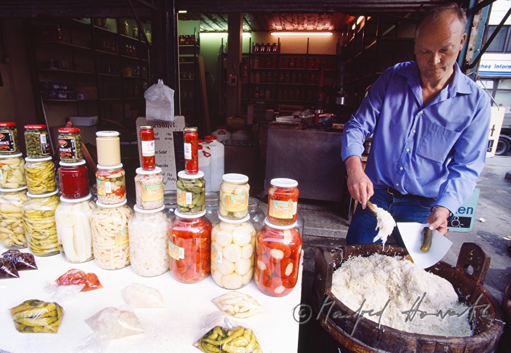 Leo Strmiska in his stand for Sauerkraut