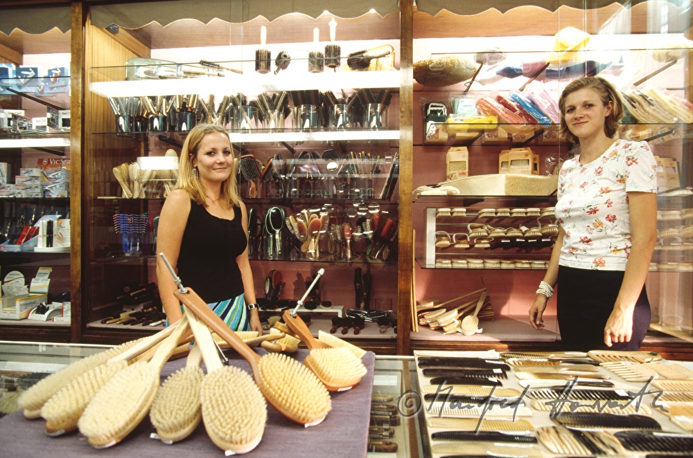 sales assistants behind the counter