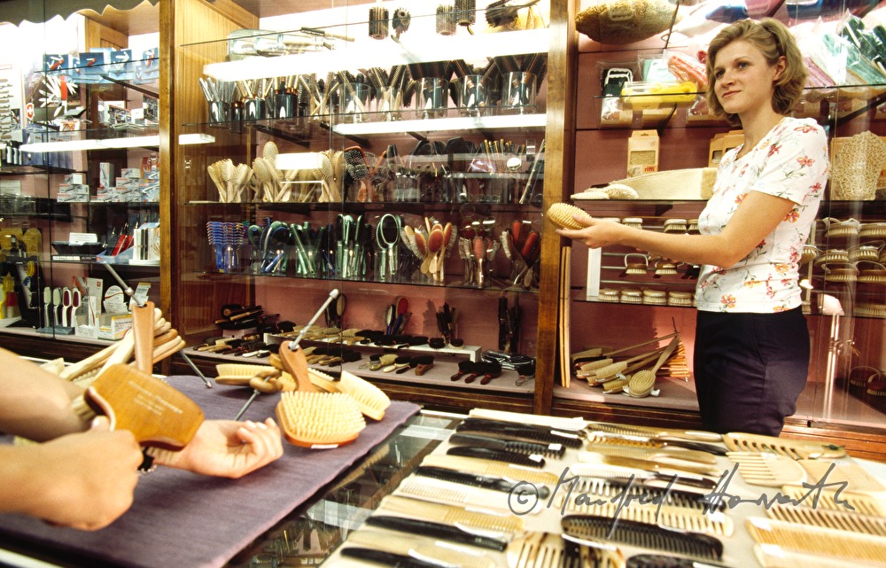 sales assistants behind the counter