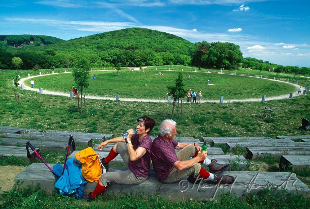 hikers rest at the  