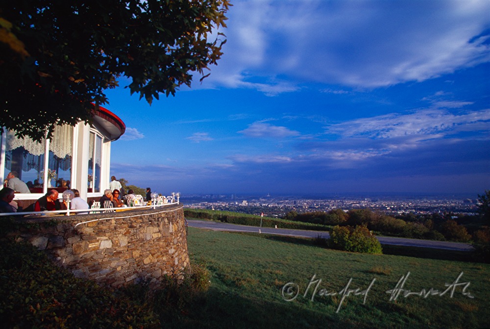 Cafe Cobenzl with distant view to Vienna