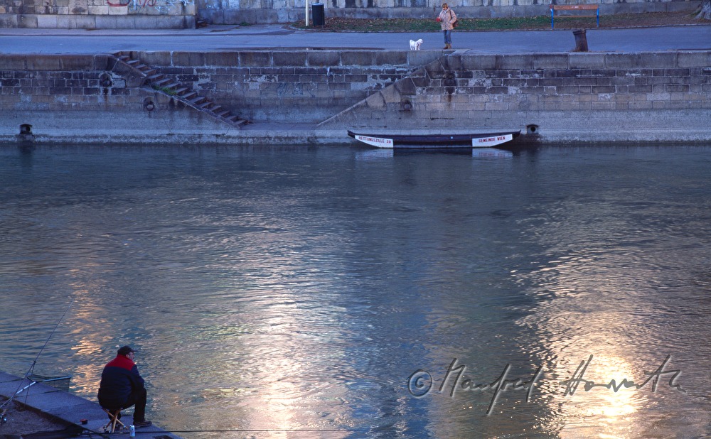 fisherman near Uraniabrücke (Urania Bridge)