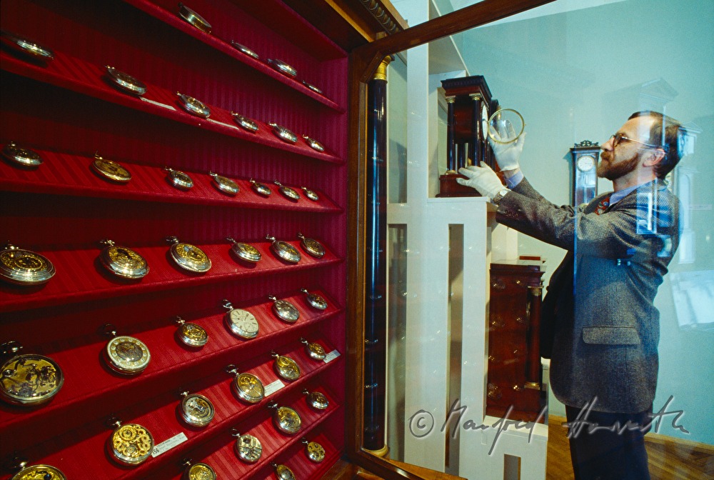 curator Mr. Kerschbaum opens a watch