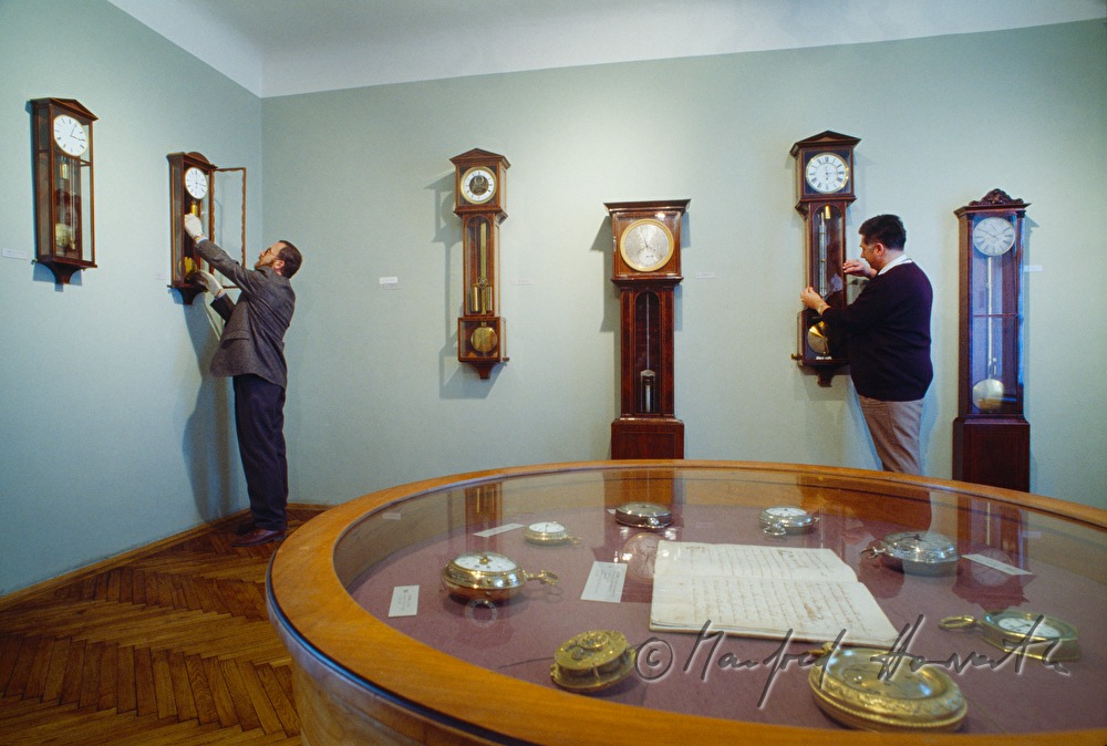 curator Mr. Kerschbaum opens a watch